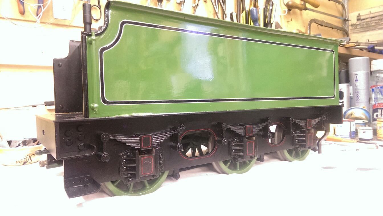 test LBSC Maisie LNER Atlantic live steam locomotive for sale tender chassis red