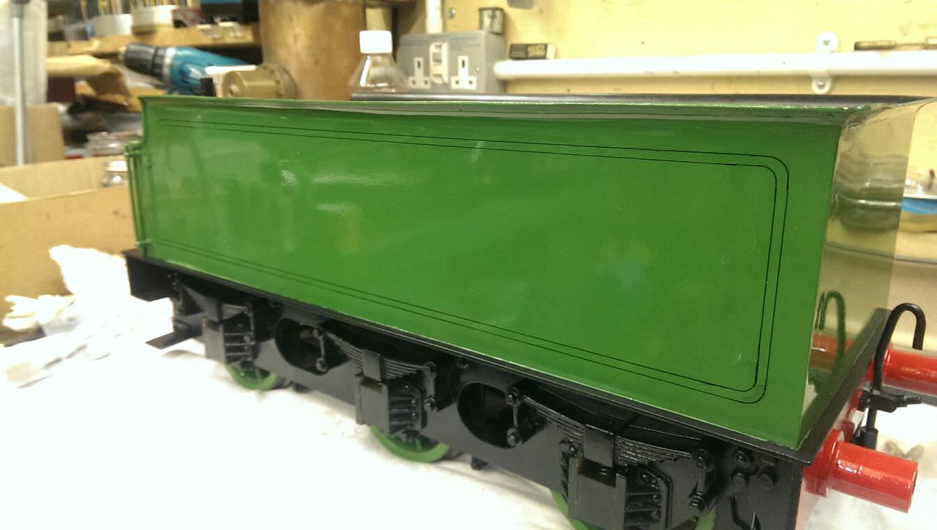 test LBSC Maisie LNER Atlantic live steam locomotive for sale tender lining guides applied