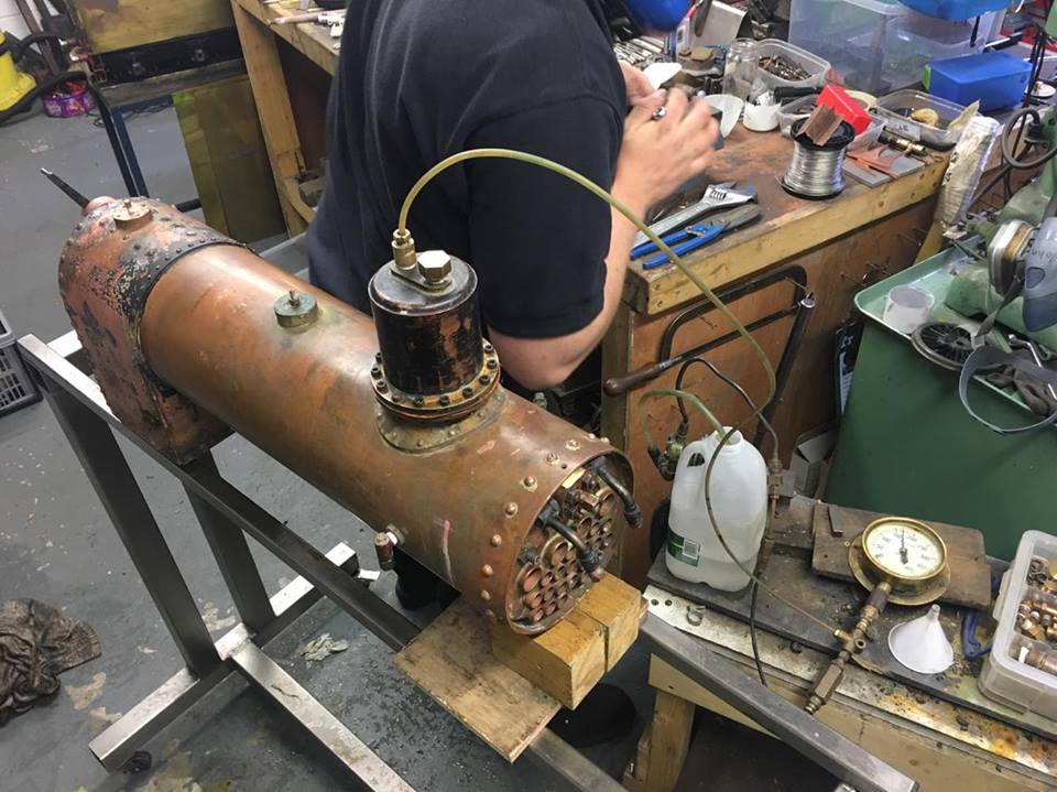 test 5 inch gauge Fowler locomotive hydraulic testing of the new boiler